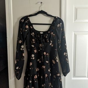 Garage Long Sleeve Dress Black Floral